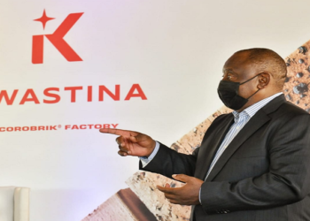 President Cyril Ramaphosa at the official opening of the Corobrik Kwastina facility, Driefontein, Gauteng.