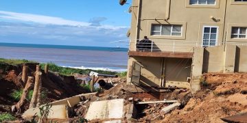 A damaged buidling is seen in La Mercy, KwaZulu-Natal following heavy rains at the weekend.
