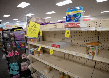 Empty shelves show a shortage of baby formula at CVS in San Antonio, Texas, U.S. May 10, 2022. REUTERS/Kaylee Greenlee Beal/File Photo