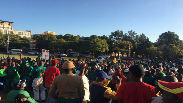 Sibanye-Stillwater mineworkers protest at the Union Buildings in Pretoria.