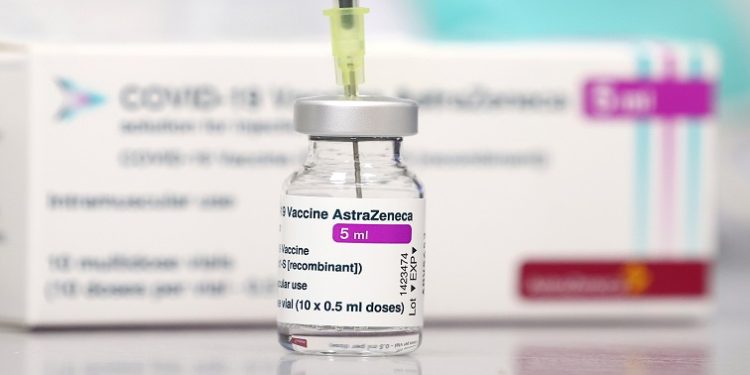 A vial of the AstraZeneca COVID-19 vaccine