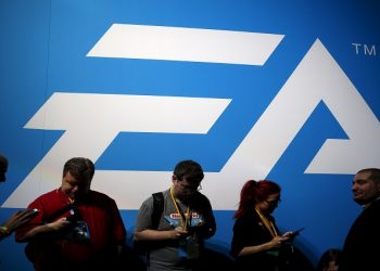 An Electronic Arts (EA) video game logo is seen at the Electronic Entertainment Expo