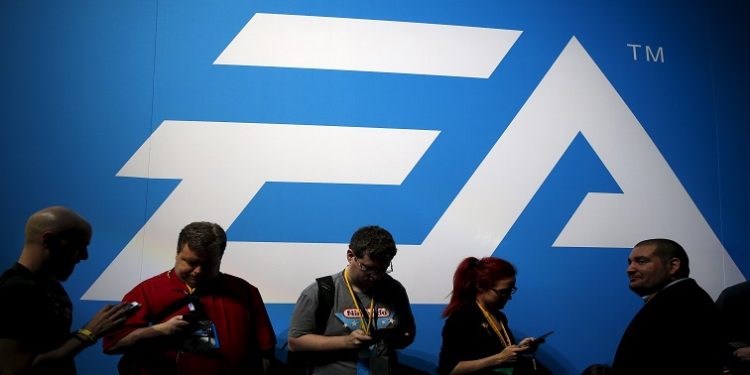 An Electronic Arts (EA) video game logo is seen at the Electronic Entertainment Expo