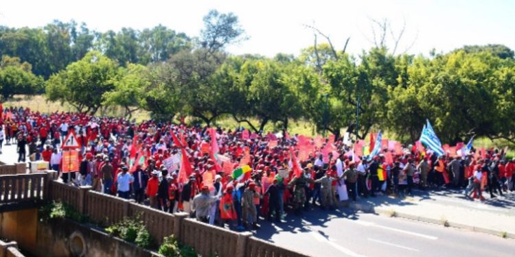 EFF supporters marching to the French Embassy in Pretoria, May 25, 2022.