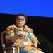 Leymah Gbowee speaking during a panel discussion at the 5th Global Conference on the Elimination of Child Labour in Durban.