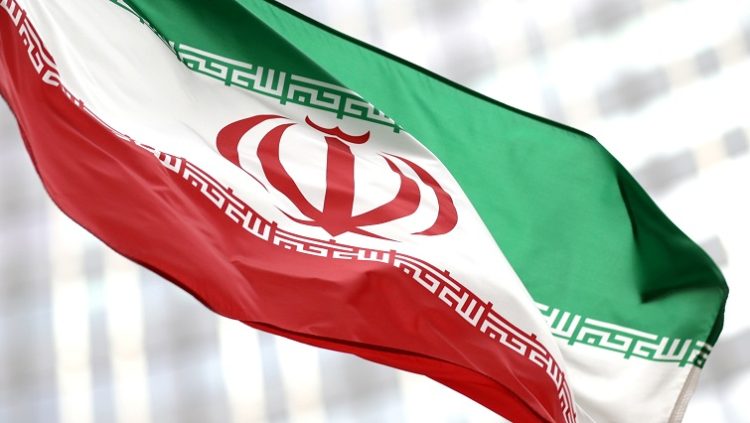 FILE PHOTO: Iranian flag flies in front of the UN office building