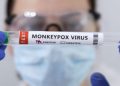 Test tubes labelled "monkeypox virus positive" are seen in this illustration taken May 23, 2022.