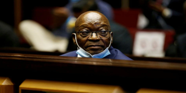Former South African President Jacob Zuma sits in the dock after recess in his corruption trial in Pietermaritzburg, South Africa, May 26, 2021. [File image]