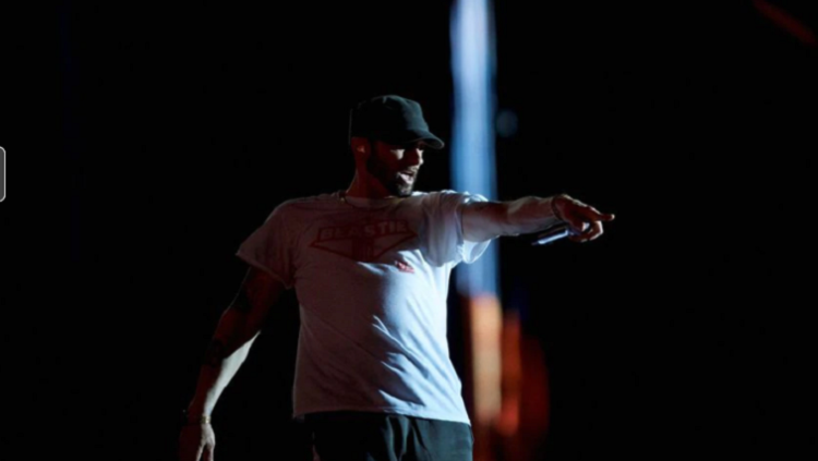 Eminem performs on the third day of the Firefly Music Festival in Dover, Delaware, US.