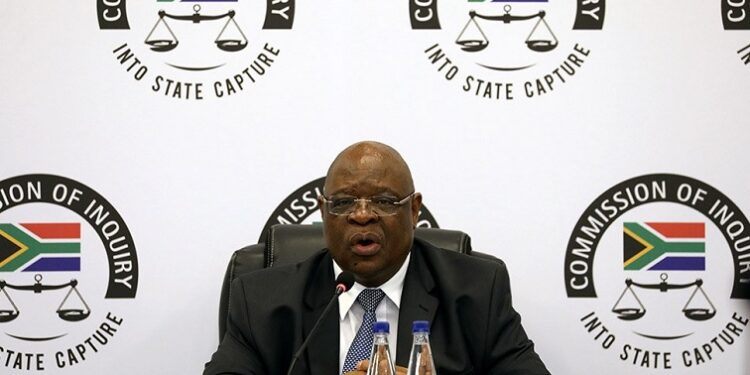 Chairperson of the State Capture Commission Raymond Zondo during one of the hearings in Johannesburg.
