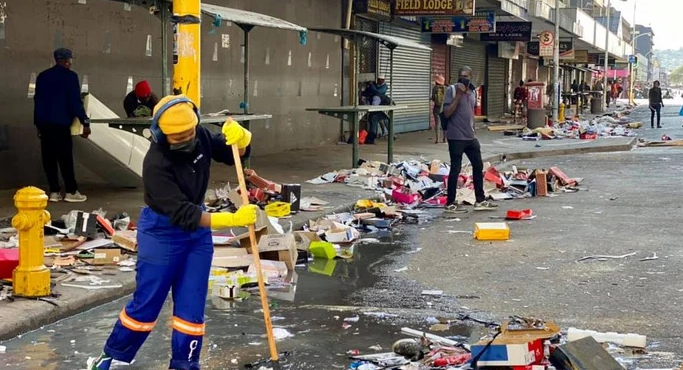 Clean up operations with volunteers across the city of Durban following unrest and looting in July 2021