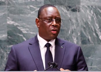 Senegal's President Macky Sall speaks at the UN General Assembly 76th session General Debate in UN General Assembly Hall at the United Nations Headquarters in New York City, New York, U.S., September 24, 2021.
