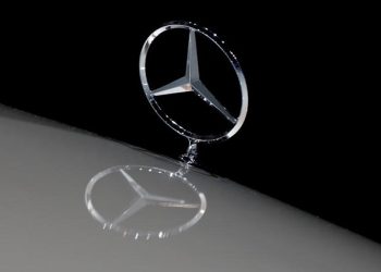 Mercedes-Benz logo is seen on the second press day of the Paris auto show, in Paris, France, October 3, 2018.