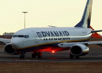 A Ryanair plane prepares to take off from Lisbon Humberto Delgado Airport on the first of three days cabin crew strike in Lisbon, Portugal, June 24, 2022.