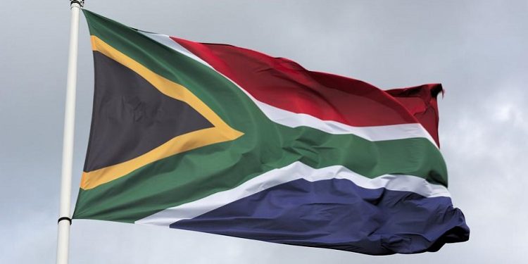 SA flag fluttering in the wind