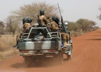 Soldiers from Burkina Faso seen on patrol.