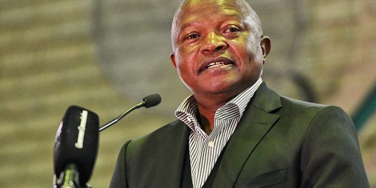 Deputy President David Mabuza speaking at an event.