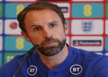 England manager Gareth Southgate during the press conference.
