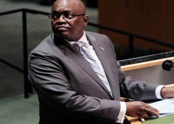 Botswana's President Mokgweetsi Masisi speaks during the 76th session of the United Nations General Assembly at the UN headquarters in New York, US, September 23, 2021.