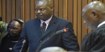 Sergeant Thabo Mosia testifying during the Senzo Meyiwa murder trial.