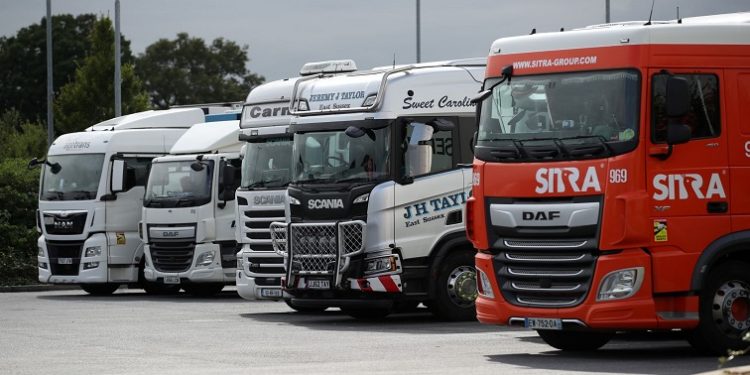 [File Image] Trucks are seen at an HGV parking, at Cobham services.