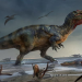 Artist's illustration shows a large meat-eating dinosaur dubbed the "White Rock spinosaurid," whose remains dating from about 125 million years ago during the Cretaceous Period were unearthed on England's Isle of Wight.