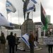 Pro-Palestine and Pro- Israel protesters side by side outside Parliament
