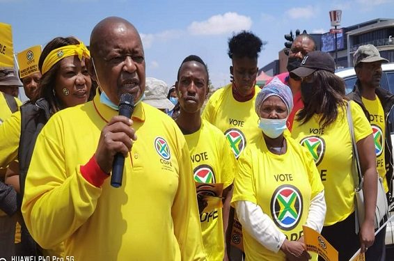 COPE President, Mosiua Lekota with Party members in Ivory Park conducting door to door campaign for 2021 Local Governmet Elections.