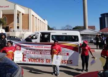 File: DENOSA Eastern Cape marching against Gender-Based Violence and Femicide at the #JusticeForHlehle joint march in Mthatha.