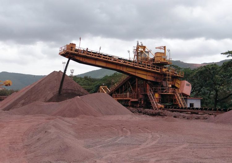 Raw material being processed at a mine