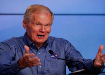 NASA Administrator Bill Nelson speaks prior to the launch of an Atlas V rocket carrying Boeing's CST-100 Starliner capsule to the International Space Station in a do-over test flight at Kennedy Space Center in Cape Canaveral, Florida, U.S. July 29, 2021.
