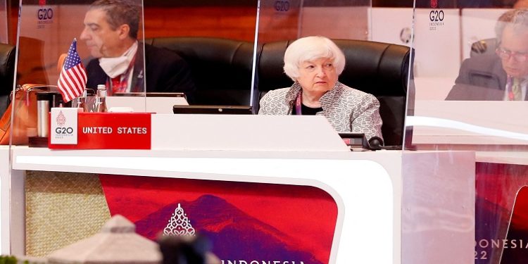 U.S. Treasury Secretary Janet Yellen attends the G20 Finance Ministers and Central Bank Governors Meeting in Nusa Dua, Bali, Indonesia, 15 July 2022.