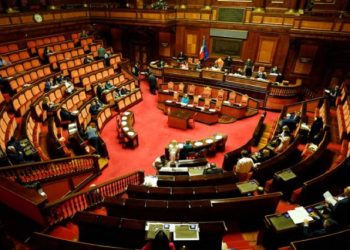 General view of upper house of parliament ahead of a confidence vote for the government, in Rome, Italy, July 14, 2022.
