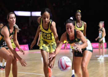 Jamaica playing against the Proteas netball team