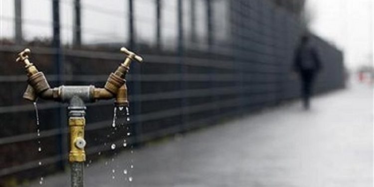 Water trickles out from taps.