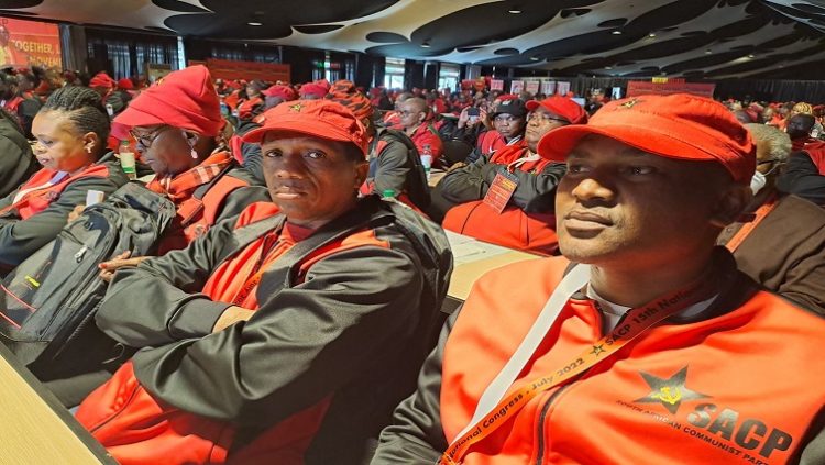 SACP delegates at the SACP 15th national congress underway in Boksburg, east of Johannesburg.