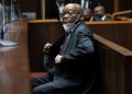 Former President Jacob Zuma sits in court during his corruption trial in Pietermaritzburg, South Africa, October 26, 2021.