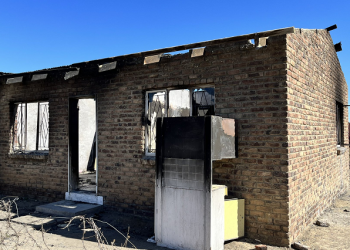 A burnt down house in De Aar, Northern Cape.