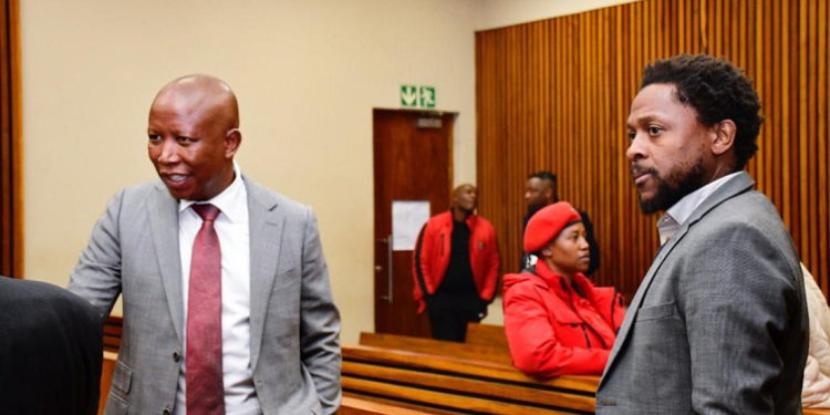 EFF leader Julius Malema and  MP Mbuyiseni Ndlozi appear at the Randburg Magistrate's Court for their assault case.
