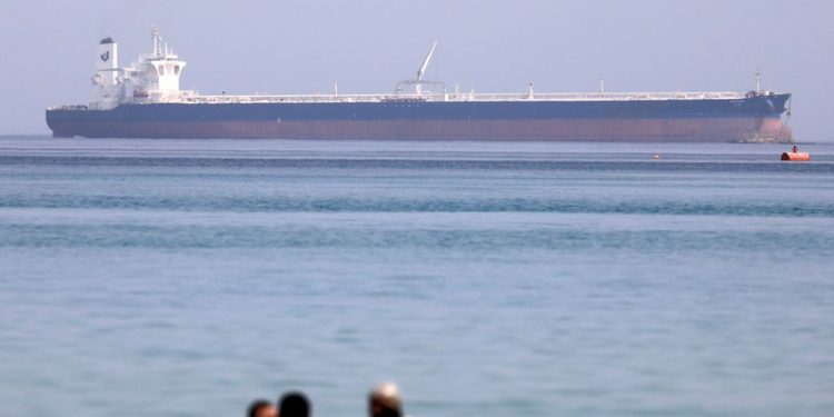 A tanker crosses the Gulf of Suez towards the Red Sea before entering the Suez Canal, in El Ain El Sokhna in Suez, Egypt,