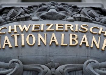 The Swiss National Bank (SNB) logo is pictured on its building in Bern, Switzerland April 2, 2022.