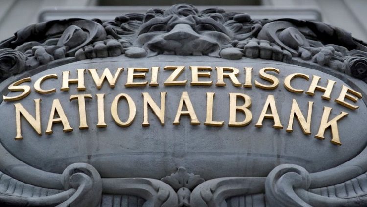 The Swiss National Bank (SNB) logo is pictured on its building in Bern, Switzerland April 2, 2022.