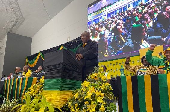 ANC President Cyril Ramaphosa addressing delegates at the ANC KwaZulu-Natal Provincial Conference.