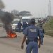 Police officers seen during protest action in Mpumalanga, 07 July 2022