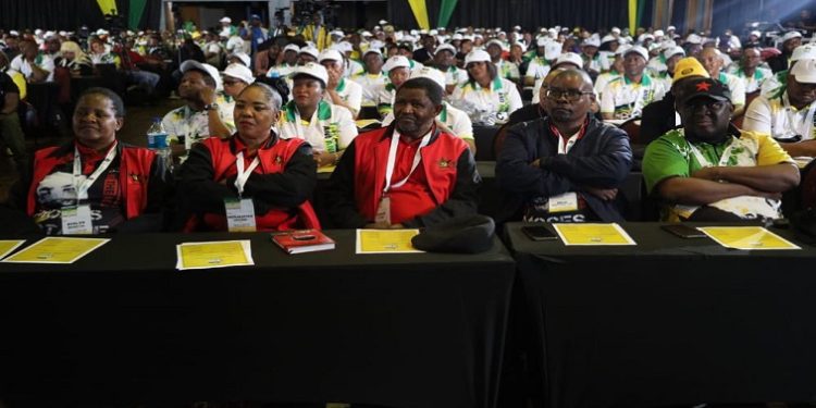 Delegates are seen at the ANC Elective Conference in Rustenburg, North West, on 14 August 2022.
