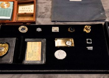A collection of personal jewelry of Elvis Presley & Colonel Tom Parker, that was lost for decades and will be sold at auction in August, at the Sunset Marquis Hotel, in Hollywood, California, US, July 28, 2022.