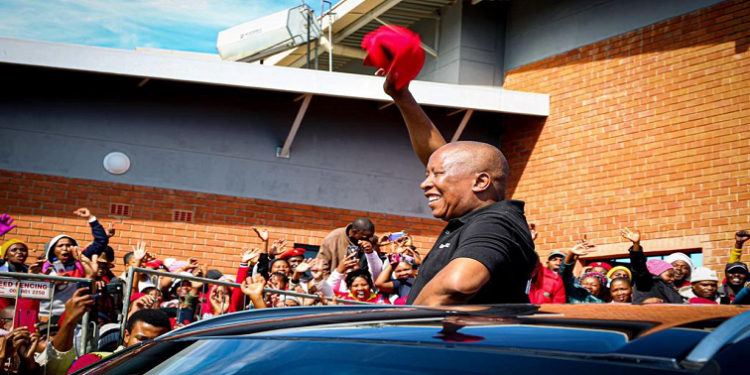 EFF president Julius Malema at Maluti Civic Centre, in Matatiele, Eastern Cape.