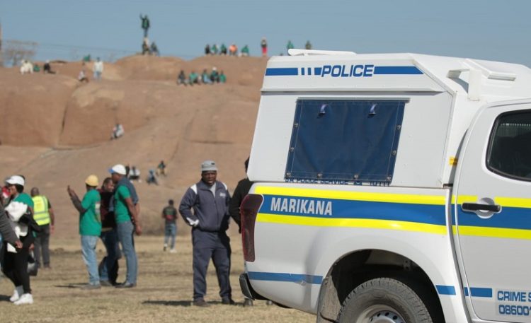 Police vehicle seen at the Marikana Massacre 10 year event