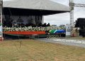 A flag draped casket is seen at the funeral service of Moses Maluleke, August 2, 2022.