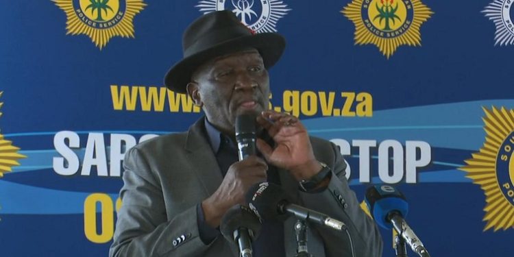 Minister of Police, Bheki Cele talking to community at an anti-crime imbizo in  West Village, saying communities must stand together in the fight against crime.